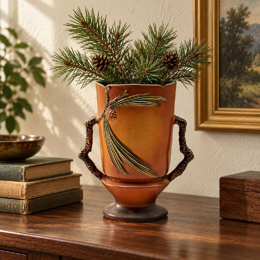 Roseville Pottery Vase 910-10 Pine Cone